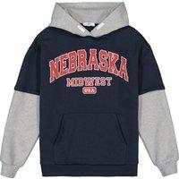 Overlay Oversized Hoodie with Slogan Print in Cotton Mix