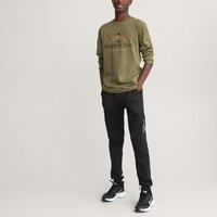 Slogan Print Cotton T-Shirt with Long Sleeves