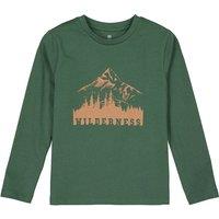Mountain Print Cotton T-Shirt with Long Sleeves