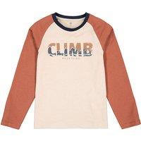 Slogan Print Cotton T-Shirt with Long Sleeves