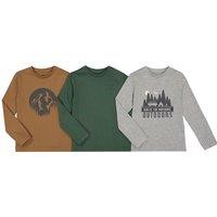 Pack of 3 T-Shirts in Cotton with Crew Neck and Long Sleeves, 3-12 Years