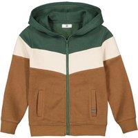 Tricolour Cotton Mix Hoodie with Zip Fastening