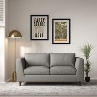 Claudia Angular Soft Brushed 2 Seater Feather Sofa with Dark Wood Legs