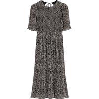 Sunray Pleated Midi Dress in Dotted Print
