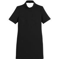 Recycled Mini Shift Dress with Cutout Back and High Neck
