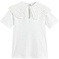 Cotton T-Shirt with Embroidered Peter Pan Collar