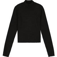 Cotton Mix Ribbed Jumper with High Neck
