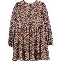 Recycled Ruffled Mini Dress in Leopard Print