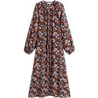 Full Midaxi Shirt Dress in Floral Print with Puff Sleeves