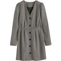 Button-Through Shift Dress in Houndstooth Check