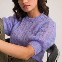 Crew Neck Jumper with Short Puff Sleeves, Made in Europe