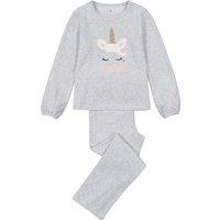 Velour Pyjamas with Unicorn Embroidery in Cotton Blend