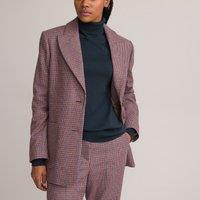 Wool Mix Blazer in Houndstooth Check, Made in Europe