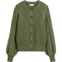 Recycled Cable Knit Cardigan with Button Fastening