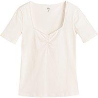 Cotton Sweetheart Neck T-Shirt with Short Sleeves
