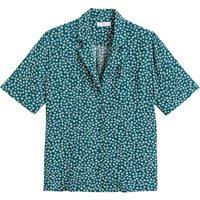 Floral Tailored Collar Blouse with Short Sleeves