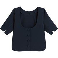 Recycled Crew Neck Blouse with Ballerina Neckline at the Back