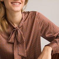 Recycled Graphic Print Shirt with Pussy Bow