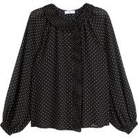 Recycled Polka Dot Blouse with Pleated Peter Pan Collar