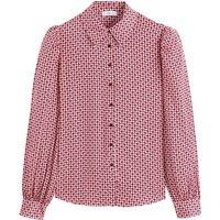 Recycled Geometric Print Shirt with Long Puff Sleeves