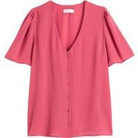 Recycled V-Neck Shirt with Short Butterfly Sleeves