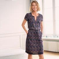Mid-Length Shift Dress in Graphic Print