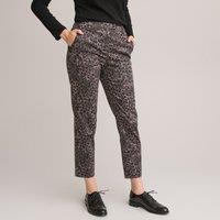Recycled Cotton Peg Trousers in Leopard Print