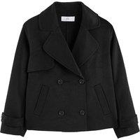 Short Double-Breasted Pea Coat in Wool Mix