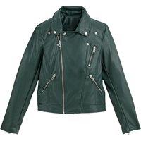 Recycled Cropped Biker Jacket in Faux Leather