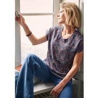 Recycled Printed Blouse with Crew Neck and Short Sleeves