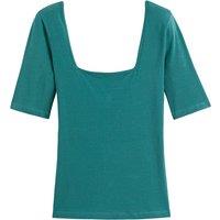 Cotton Square Neck T-Shirt with Short Sleeves