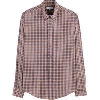 Checked Cotton Shirt in Slim Fit with Button-Down Collar