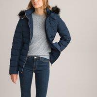 Short Hooded Padded Jacket with Belt