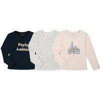Pack of 3 T-Shirts in Cotton with Crew Neck and Long Sleeves