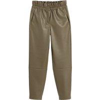 Faux Leather Joggers with Paper Bag Waist, Length 28.5"
