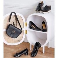 Patent Ballet Flats with Block Heel