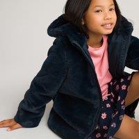 Recycled Faux Fur Coat with Hood