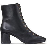 Wide Fit Ankle Boots in Leather with Block Heel