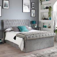 Chesterfield Crushed Velvet Storage Ottoman Bed with Scroll Top