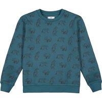 Bear Print Sweatshirt in Cotton Mix with Crew Neck