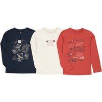 Pack of 3 T-Shirts in Printed Cotton with Long Sleeves