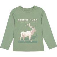 Cotton Stag Print T-Shirt with Long Sleeves