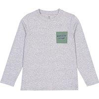 Slogan Print T-Shirt in Cotton Mix with Long Sleeves