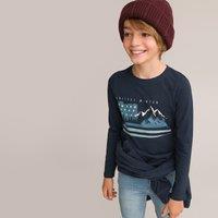 Mountain Print Cotton T-Shirt with Long Sleeves