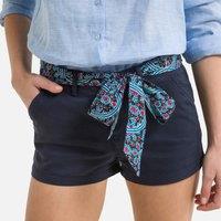 Cotton Chino Shorts with Tie-Waist