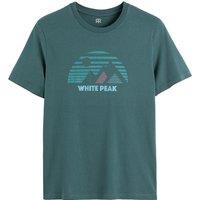 Slogan Print Cotton T-Shirt with Short Sleeves and Crew Neck