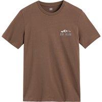 Slogan Print Cotton T-Shirt with Short Sleeves and Crew Neck