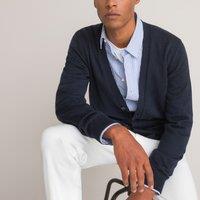 Merino Wool Buttoned Cardigan in Fine Knit