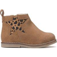 Kids Suede Ankle Boots with Leopard Print Star Detail