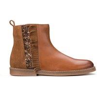 Kids Leather Ankle Boots with Glittery and Fringed Details
